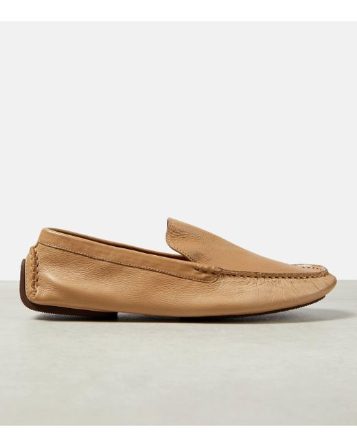 The Row Natural Lucca Leather Moccasins