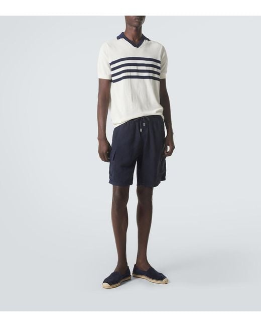 Vilebrequin White Striped Cotton Polo Shirt for men
