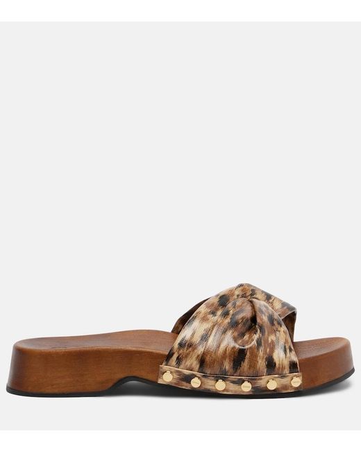 Ganni Brown Tia Leopard-Print Clogs