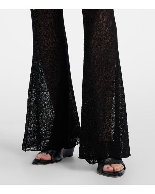 Etro Black Cotton Lace Flared Pants