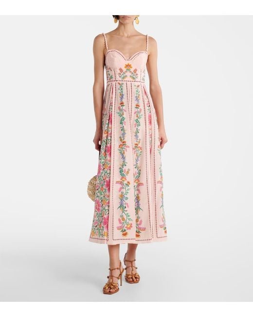 Farm Rio Pink Maxikleid Aus Einem Baumwollgemisch