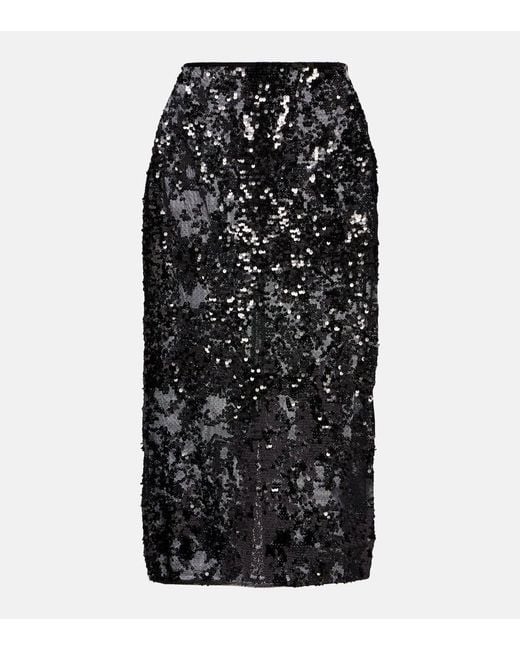 Jupe Midi A Sequins Victoria Beckham en coloris Black