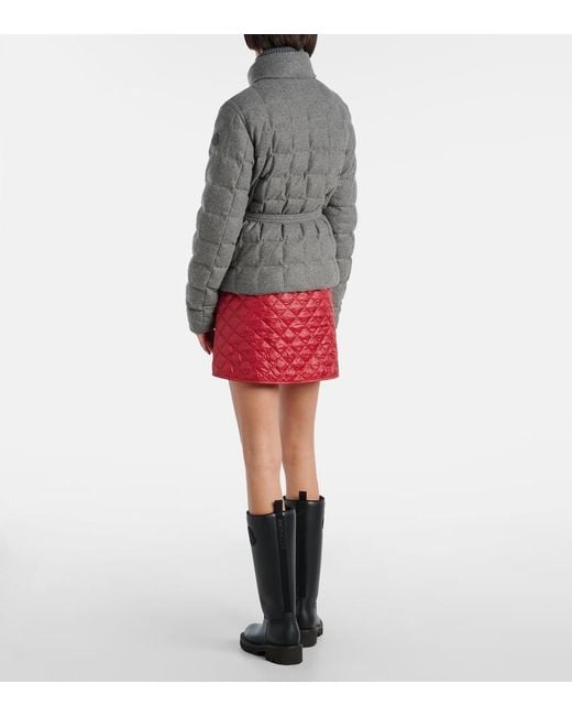Moncler Gray Belted Quilted Down Jacket