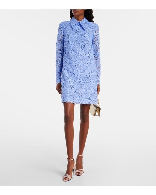 Carolina Herrera Blue Lace Minidress
