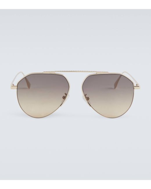Fendi Brown Travel Aviator Sunglasses for men