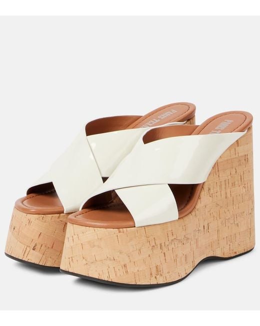 Paris Texas Brown Mara 135 Patent Leather Platform Sandals