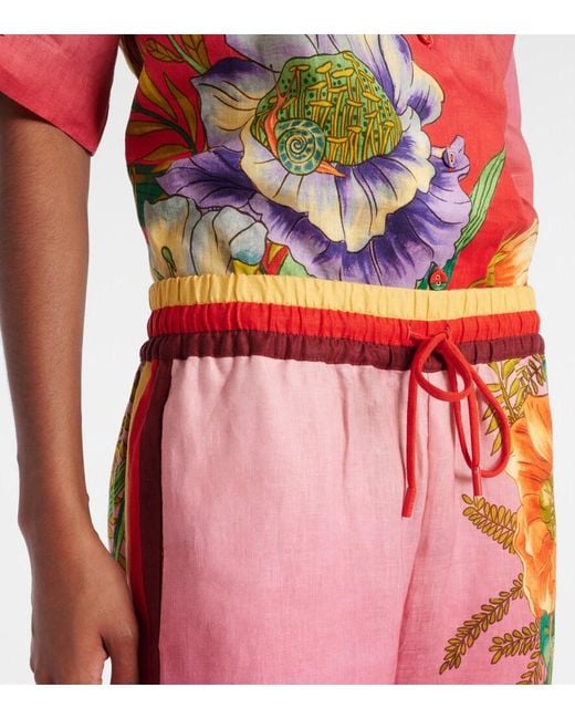 ALÉMAIS Red Inez Ombre Linen Wide-Leg Pants