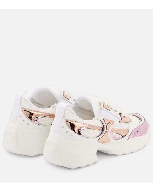 Roger Vivier Pink Viv' On The Run Leather Sneakers