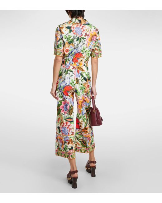 Jupe-culotte en coton a fleurs Etro en coloris Multicolor