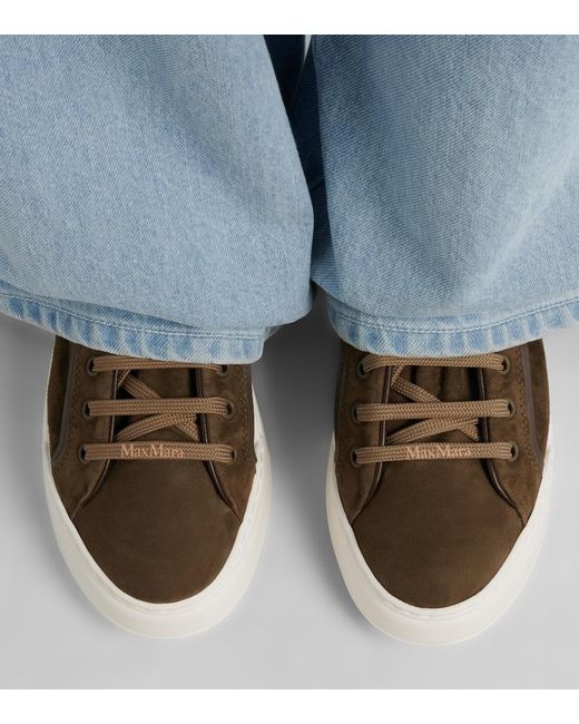 Max Mara Brown Suede Platform Sneakers
