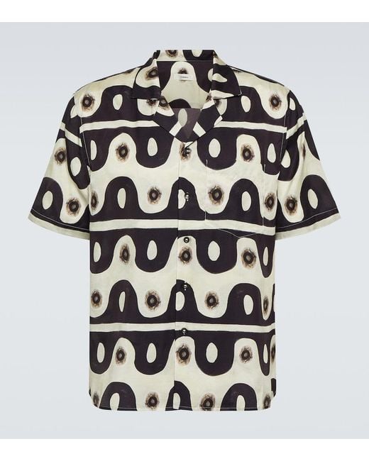 Commas Black Printed Bowling Shirt for men
