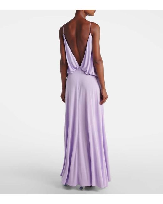 Loewe Purple Draped Crepe Jersey Maxi Dress