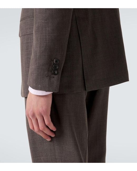 Thom Sweeney Black Wool, Silk, And Linen Suit for men