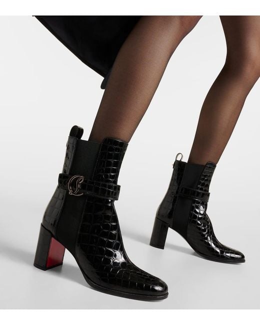 Christian Louboutin Black Ankle Boots Cl Aus Leder