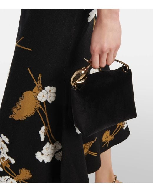 Erdem Black Bloom Mini Velvet Tote Bag