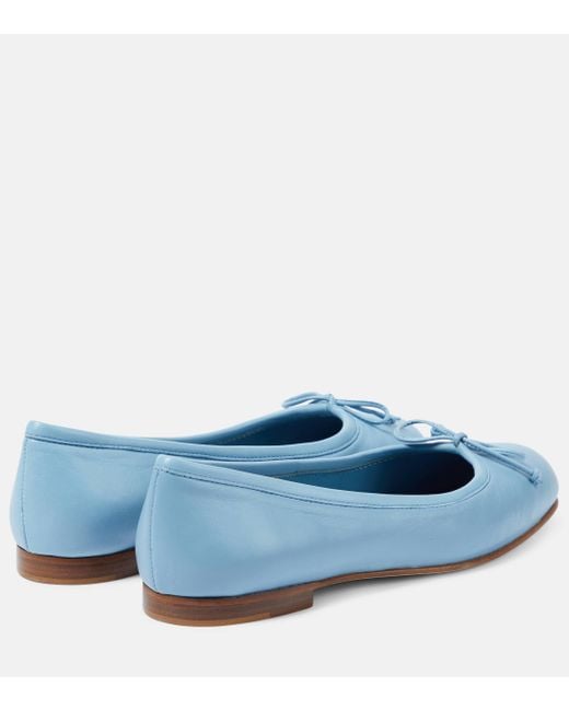 Manolo Blahnik Blue Veralli Leather Ballet Flats