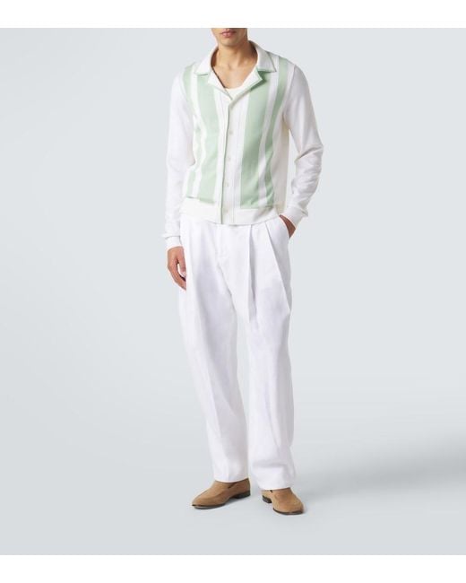 Dolce & Gabbana Green Striped Wool And Silk Shirt for men