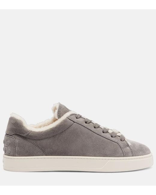 Tod's Gray Classic Shearling-Lined Suede Sneakers