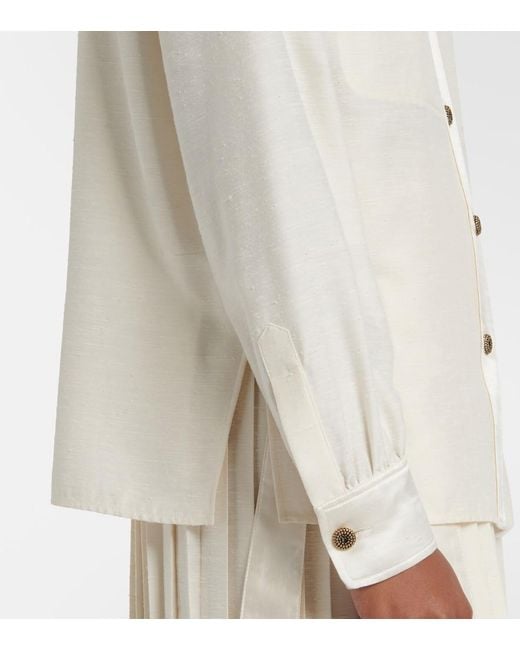 Loro Piana Natural Quincy Silk Shantung Blouse