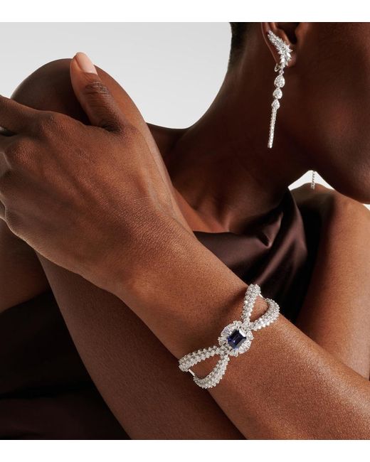 YEPREM Metallic Reign Supreme 18Kt Cuff Bracelet With Diamonds And Sapphire