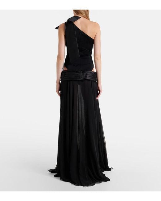 The New Arrivals Ilkyaz Ozel Black Cutout One-Shoulder Gown