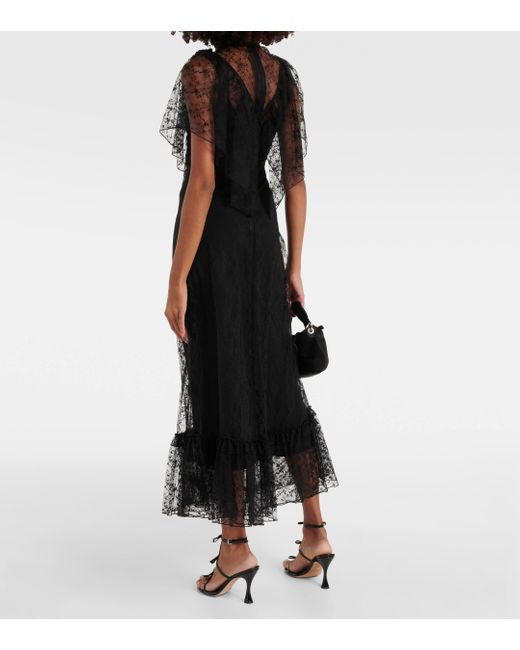 Robe midi a dentelle Rodarte en coloris Black