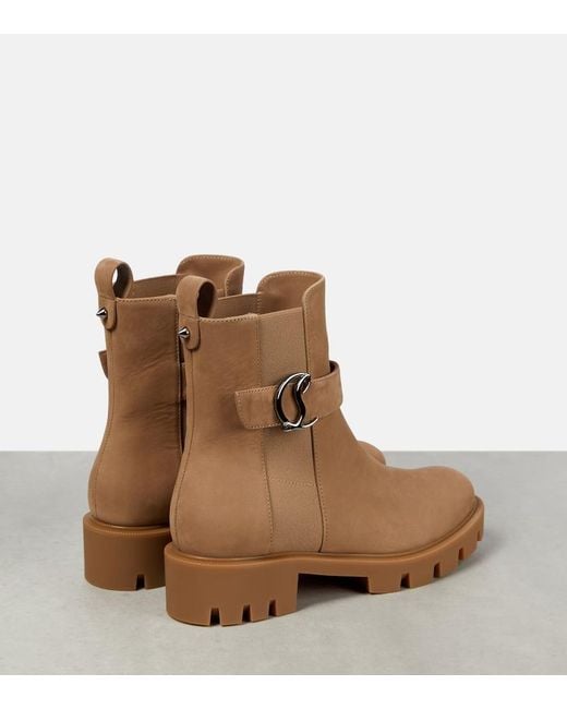 Christian Louboutin Brown Cl Chelsea Suede Ankle Boots