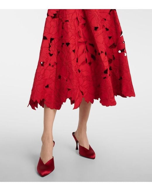 red peplum lace dress Self-Portrait Lace Midi Dress