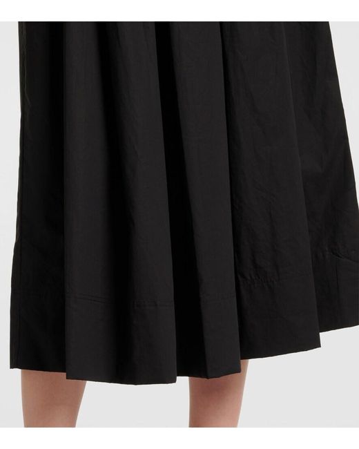 Ulla Johnson Black Aurelie Pleated Cotton Midi Dress