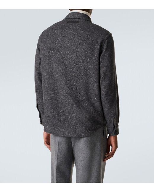 Zegna Blue Cashmere And Silk Overshirt for men