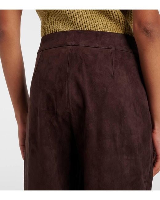 Stouls Purple Weite Hose Massimo Aus Veloursleder