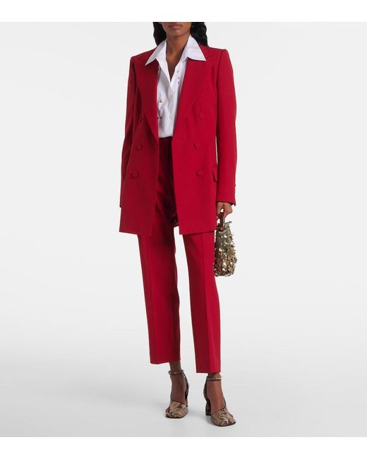 Dries Van Noten Red Double-Breasted Wool Blazer