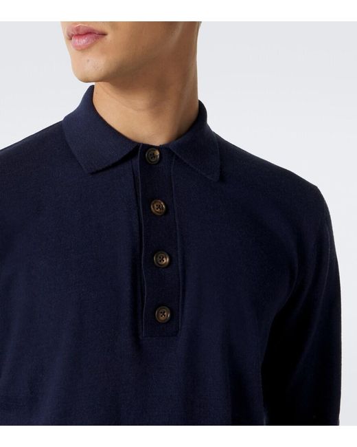 Eleventy Blue Cotton And Cashmere Polo Sweater for men
