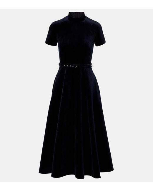 Emilia Wickstead Black Camilla Cotton Velvet Midi Dress