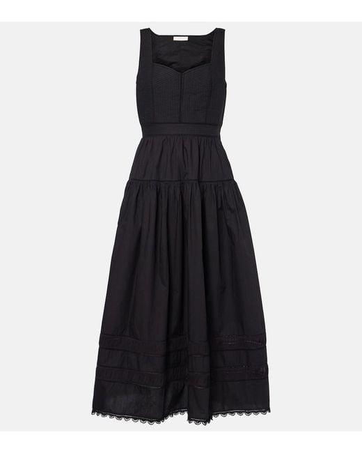 Ulla Johnson Black Isadora Cotton Poplin Bustier Dress