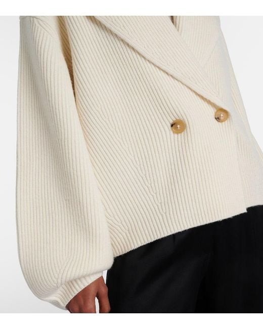Totême Natural Ribbed-Knit Wool-Blend Cardigan