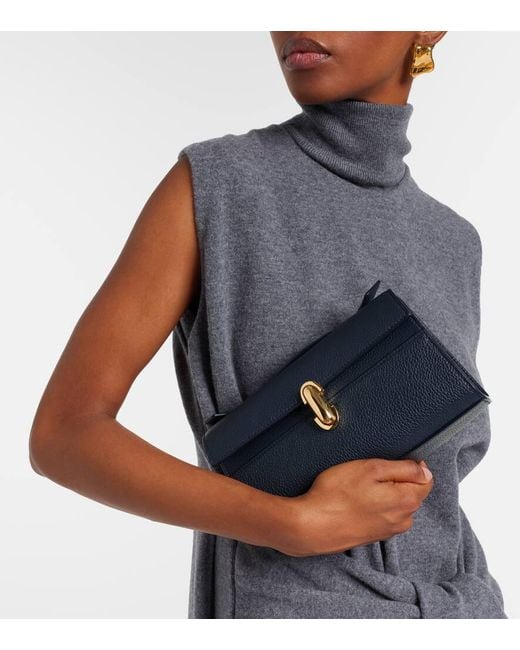 SAVETTE Blue Symmetry Leather Tote Bag