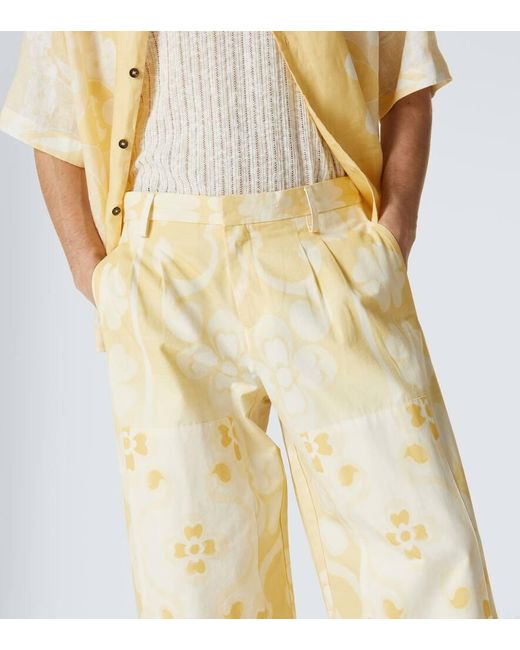 Pantalones Seaside De Algodon Y Seda Commas de hombre de color Yellow