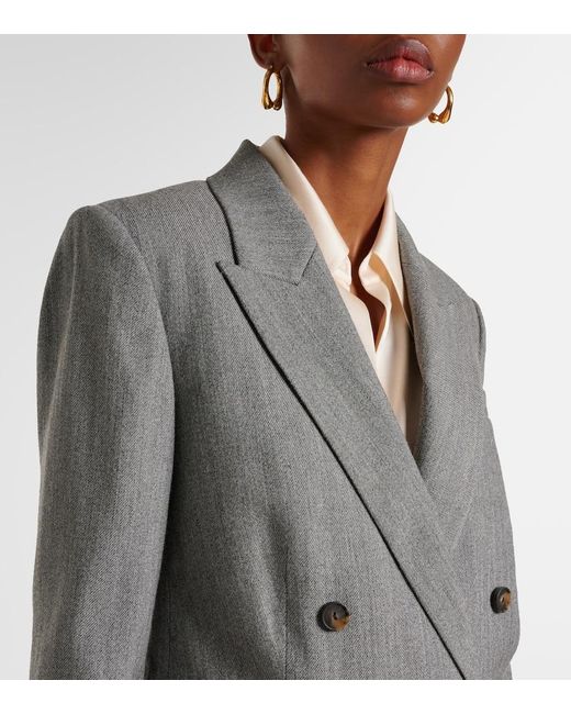 Vince Gray Double-Breasted Wool-Blend Twill Blazer