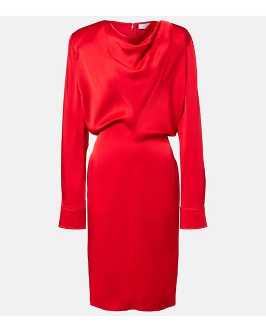 Stella McCartney Red Cowl Neck Satin Midi Dress