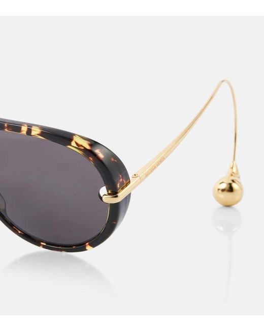 Bottega Veneta Brown Drop Aviator Sunglasses