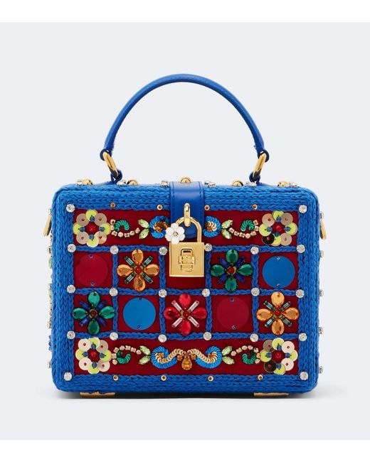 Dolce & Gabbana Blue Dolce Box Beaded Box Bag
