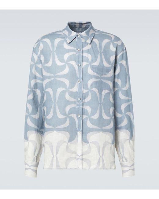Commas Blue Mantra Printed Linen Shirt for men