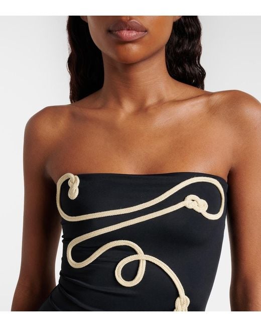Johanna Ortiz Black Embroidered Swimsuit