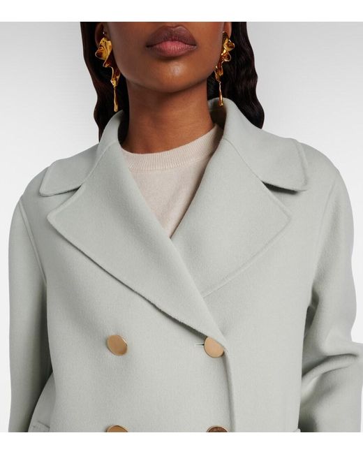 Max Mara Gray Margot Double-Breasted Virgin Wool Jacket