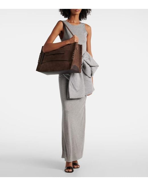 J.W. Anderson Brown Loafer Large Suede Tote Bag