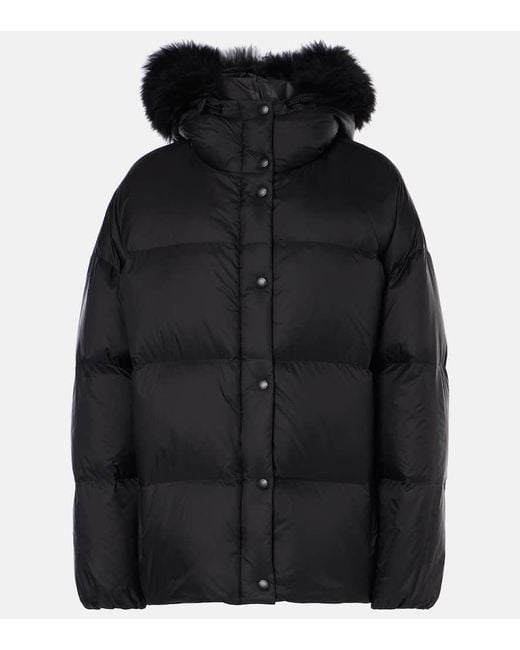 Yves Salomon Black Shearling-Trimmed Down Jacket