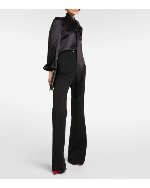 Dolce & Gabbana Black Milano High-rise Jersey Flared Pants