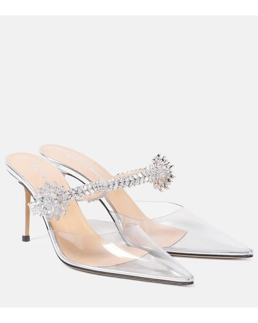 Mach & Mach White Verzierte Pumps Crystal Flower