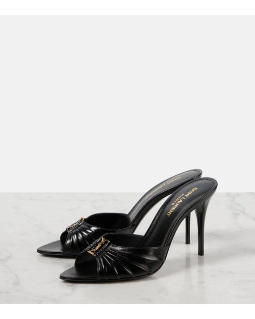 Saint Laurent Black Babylone 90 Leather Mules